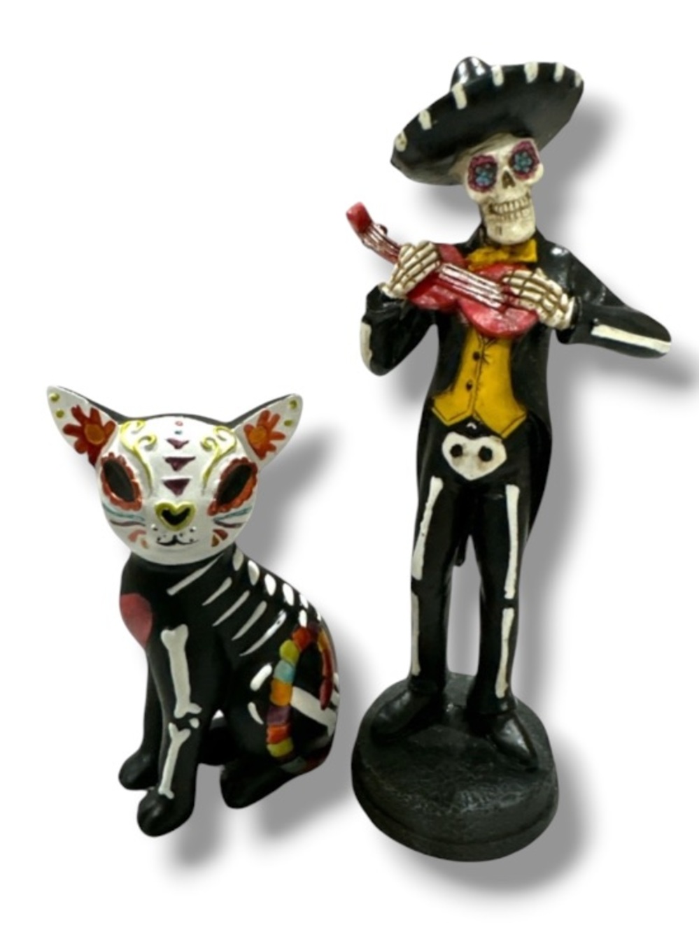 Halloween Dia de los Muertos Decor Cat Mariachi Man Figurines